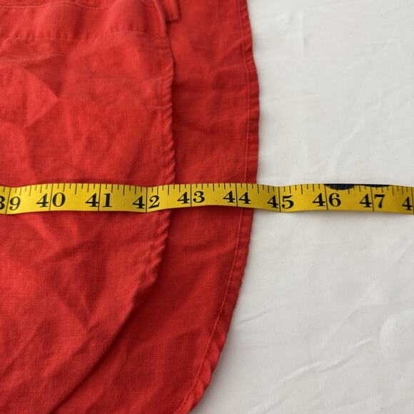 Ralph Lauren Dress Womens 14 Red Linen Belted Shirt Midi Collared Summer - Picture 7 of 7